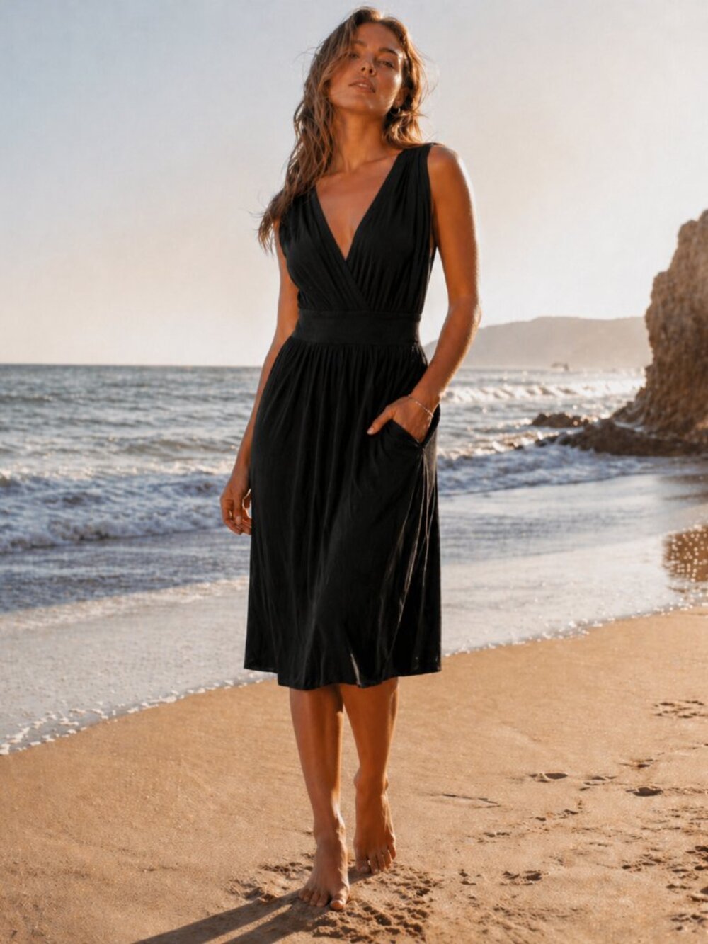 George Black Sleeveless V-Neck Maxi Dress